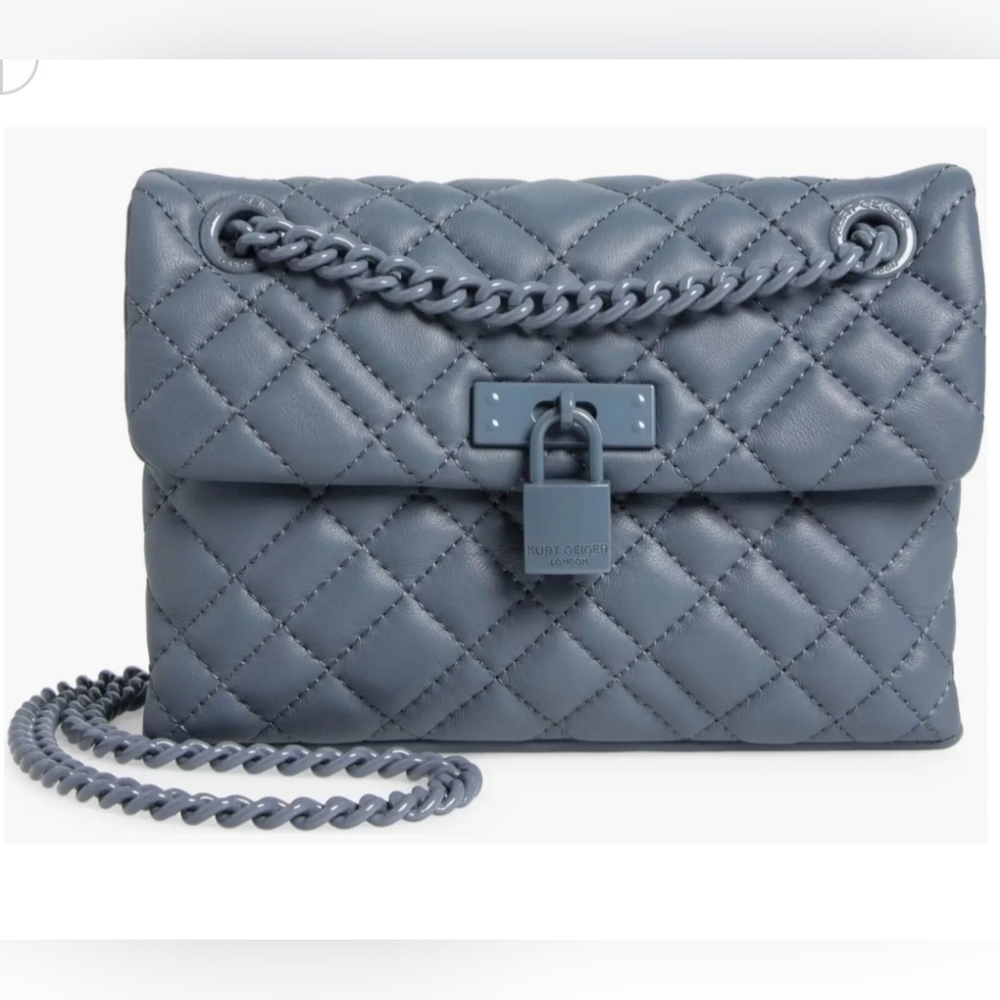 KURT GEIGER BRIXTON DRENCH LEATHER SHOULDER Mini bag Gray New